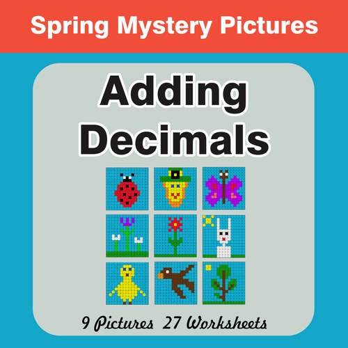 Spring Math: Adding Decimals - Mystery Pictures