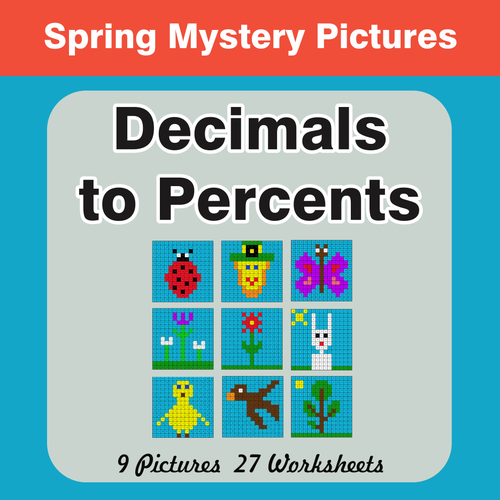 Spring Math: Decimals to Percents - Mystery Pictures