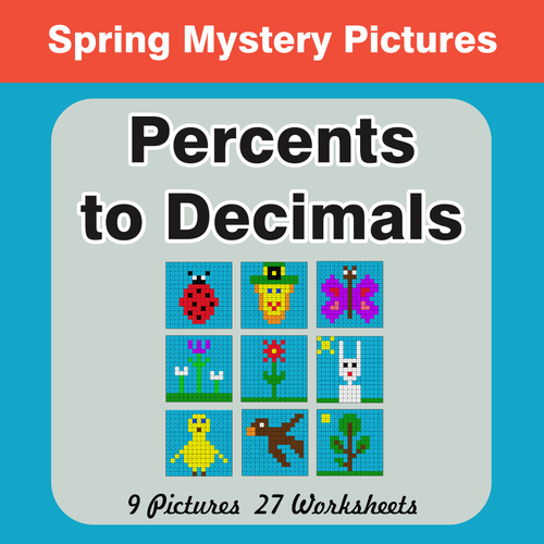 Spring Math: Percents to Decimals - Mystery Pictures