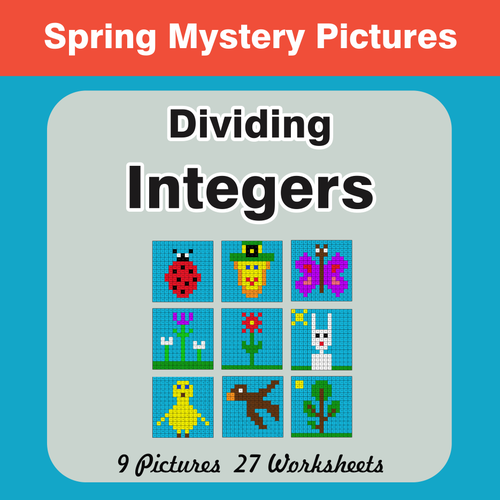 Spring Math: Dividing Integers - Mystery Pictures