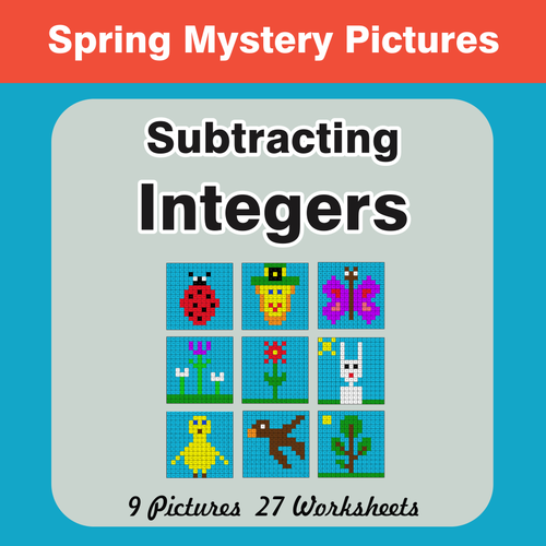 Spring Math: Subtracting Integers - Mystery Pictures