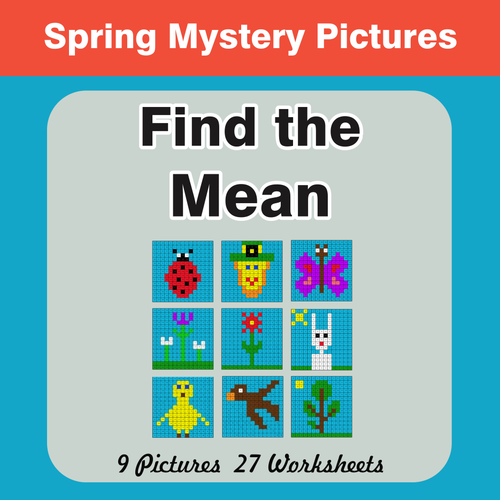 Spring Math: Find the Mean (Math Average) - Mystery Pictures