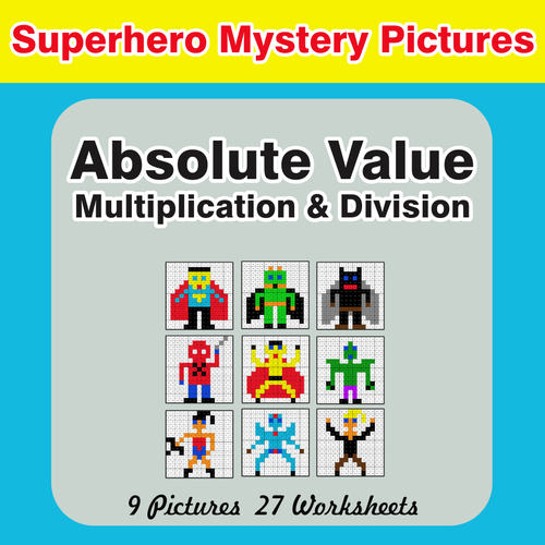 Absolute Value (Multiplication & Division) Color-By-Number Mystery Pictures