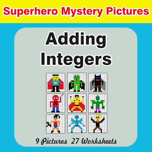 Adding Integers - Color-By-Number Superhero Mystery Pictures