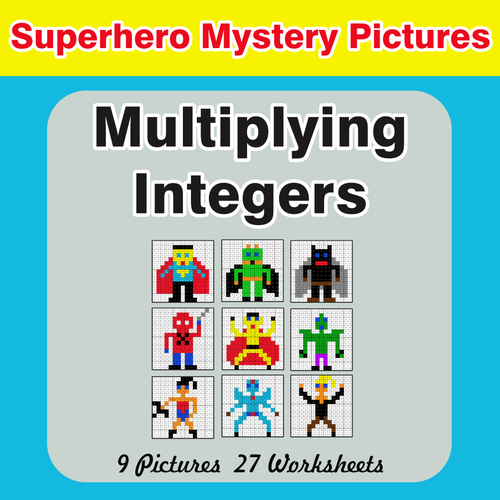 Multiplying Integers - Color-By-Number Superhero Mystery Pictures