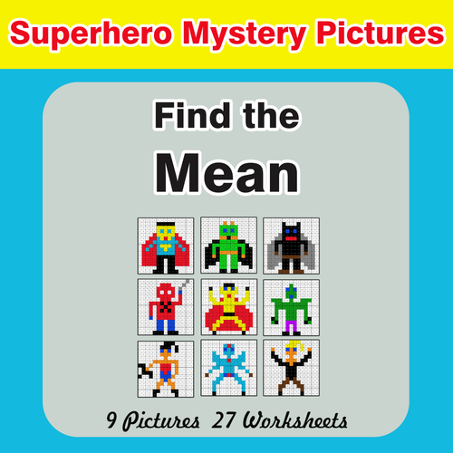 Find the Mean (Math Average) - Color-By-Number Superhero Mystery Pictures