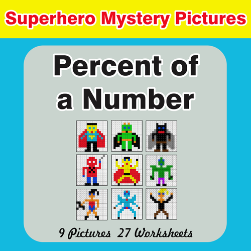 Percent of a Number - Color-By-Number Superhero Mystery Pictures
