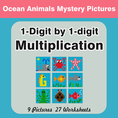 Multiplication: 1-Digit by 1-Digit - Color-By-Number Mystery Pictures