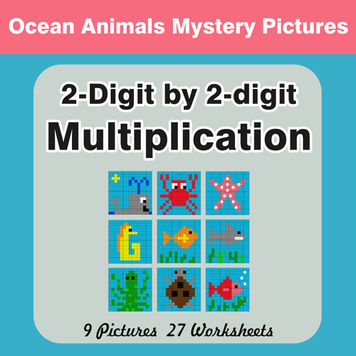 Multiplication: 2-Digit by 2-Digit - Color-By-Number Mystery Pictures