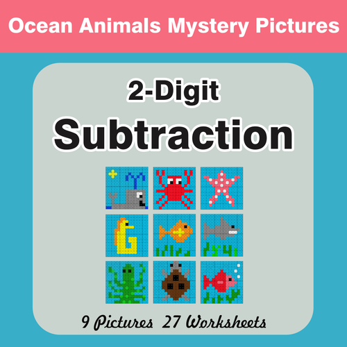 2-Digit Subtraction - Color-By-Number Mystery Pictures