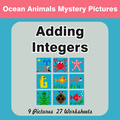 Adding Integers - Color-By-Number Mystery Pictures