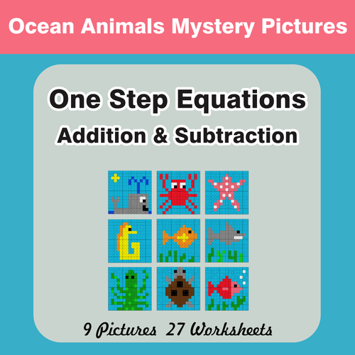 One-Step Equations (Addition & Subtraction) - Mystery Pictures