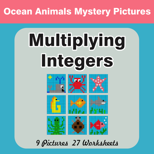 Multiplying Integers - Color-By-Number Mystery Pictures