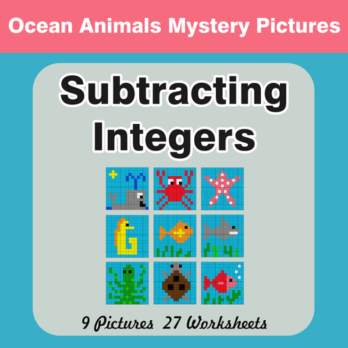 Subtracting Integers - Color-By-Number Mystery Pictures