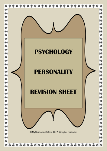 Personality Revision Sheet