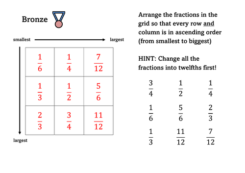 Ordering Fractions - Grid Challenge | Teaching Resources