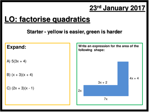 Factorising quadratics