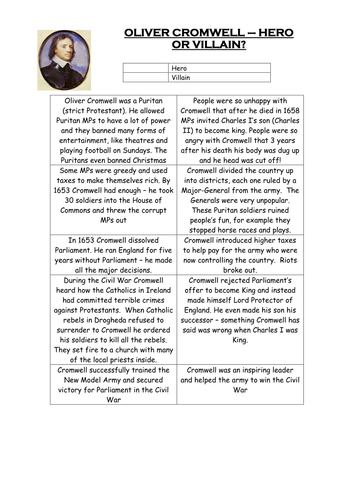 oliver cromwell hero or villain essay