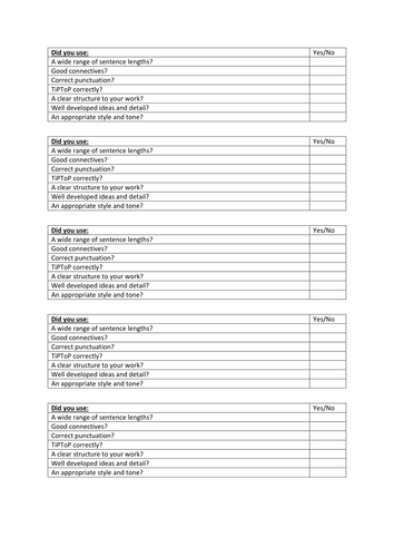 Level 5 and Level 6 Ticklists