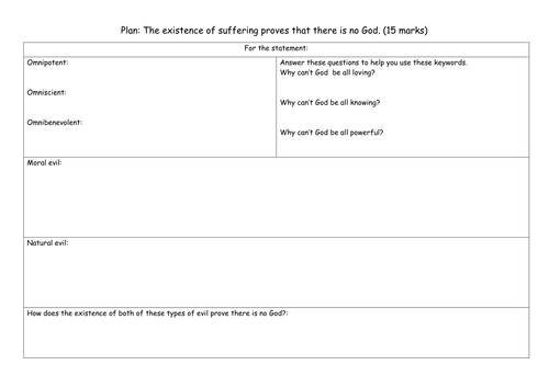 15 mark assessment on Good and Evil EDUQAS new spec complete with revison/planning lesson