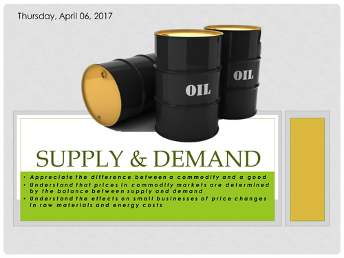 KS4 Demand, Supply and commodities lesson with 'Gold Exchange' activity