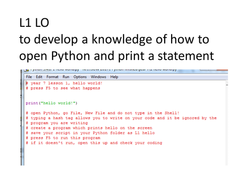 12 lessons of Python on one PowerPoint - one whole term for year 6 or 7 or low ability year 8