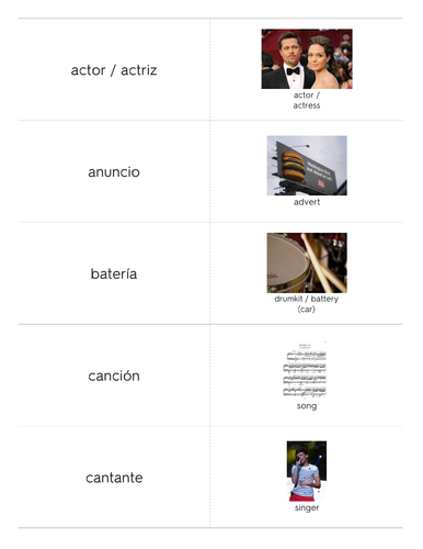 Flashcards - OCR GCSE Spanish: Vocabulary List - Entertainment ...