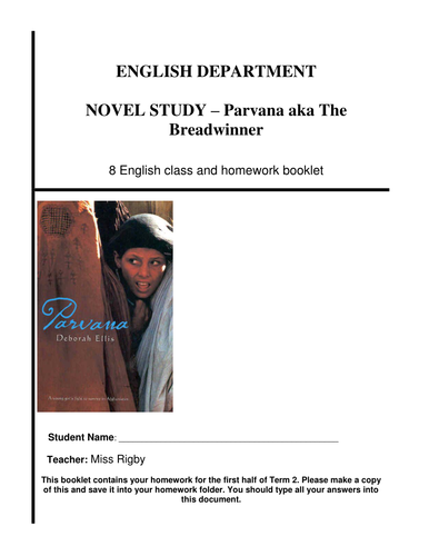 Reading comprehension booklet - Parvana aka The Breadwinner
