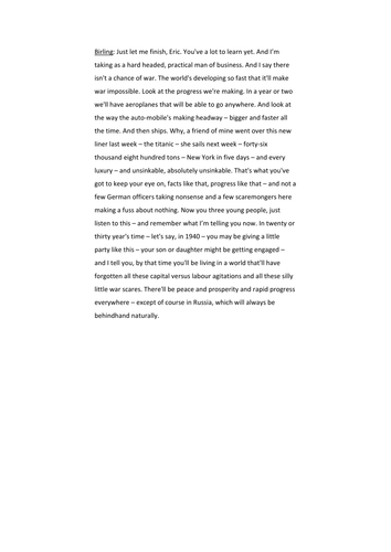 KS3 AN INSPECTOR CALLS - NEW AQA 9-1 GCSE - ACT 1