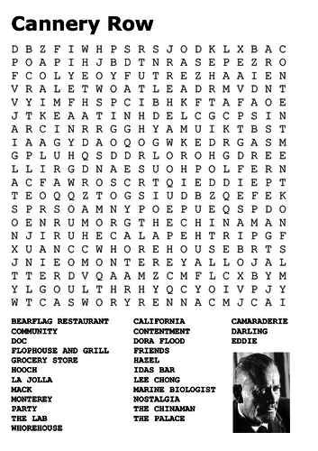 Cannery Row Word Search