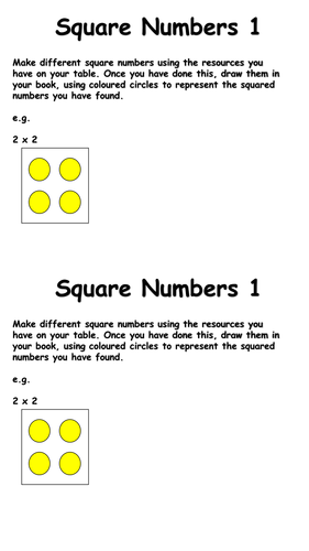 square numbers teaching resources