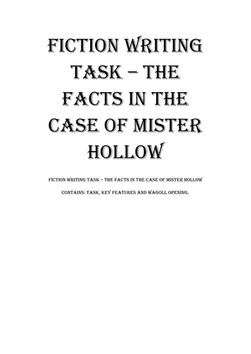 The Facts in the Case of Mister Hollow Fiction Writing Stimulus and Prompt