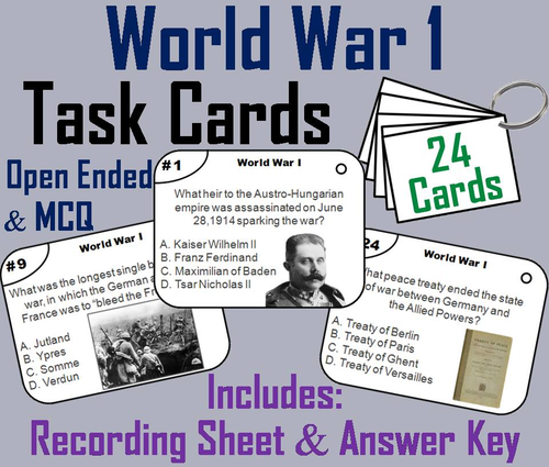 World War 1 Task Cards