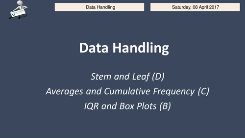 GCSE F/H revision ppt stem, leaf, cum freq and box plots