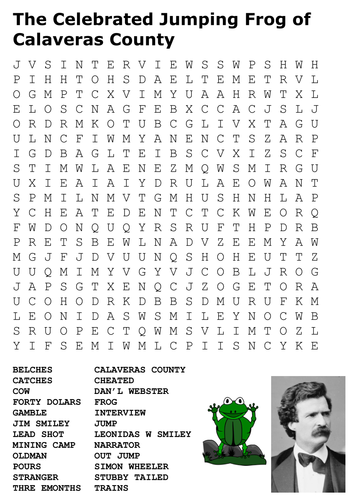 The Celebrated Jumping Frog of Calaveras County Word Search