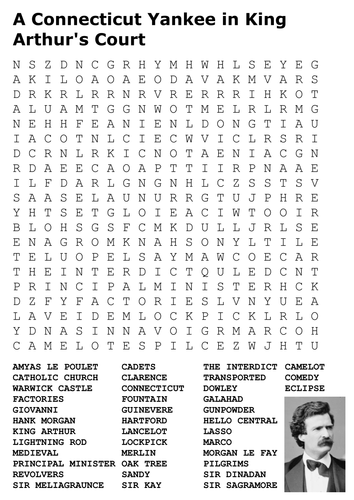 A Connecticut Yankee in King Arthur's Court Word Search