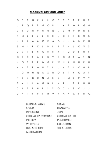 Crime and Punishment wordsearch Teaching Resources