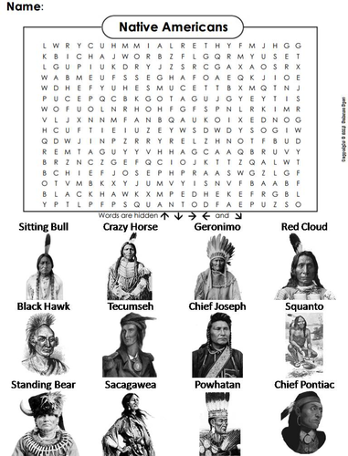 Famous Native American Word Search Answer Key