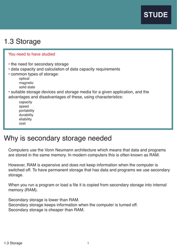 Storage Revision Pack for OCR Computer Science