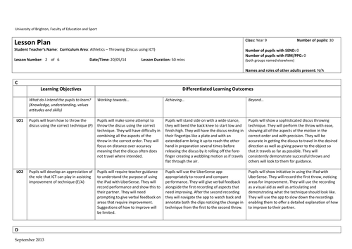 Discus Lesson Plan and Resource