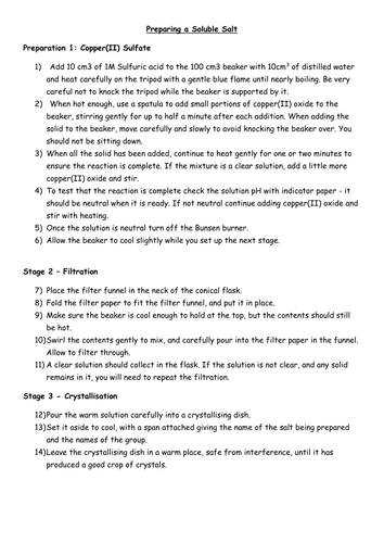 New GCSE AQA Chemistry  Preparing Soluble Salts