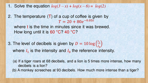 Higher Maths Log Questions + log and exponential graphs
