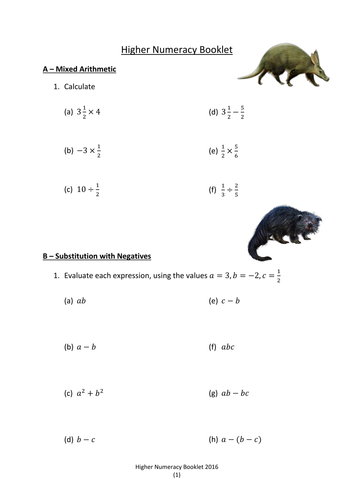 Higher Numeracy Revision