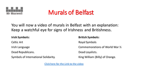 Introduction lesson on the Northern Ireland Troubles.