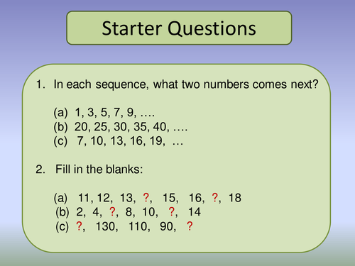 Sequences Starters Teaching Resources