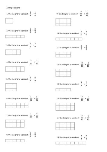 Adding fractions with grids