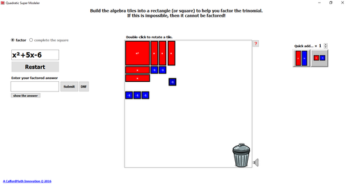 Quadratic Super Modeller - Really Handy Virtual Algebra Tile Software!