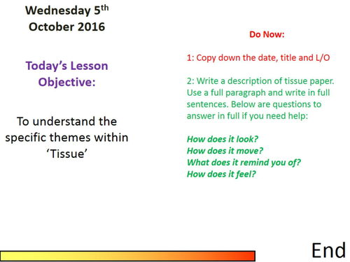 Tissue - Imtiaz Dharker; Full lesson based on cooperative learning