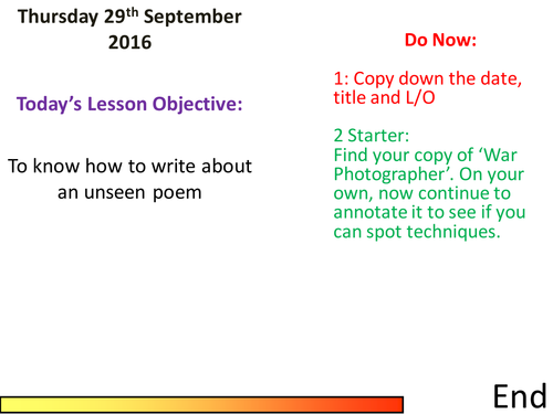 War Photographer AQA Lit GCSE 2017 Potery Anthology - Two lessons on the poem & how to analyse it