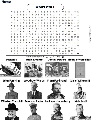 world-war-1-word-search-teaching-resources